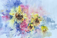 Original art for sale at UGallery.com | Happy Sunflowers by Fatemeh Kian | $800 | watercolor painting | 15' h x 21.5' w | thumbnail 1