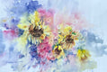 Original art for sale at UGallery.com | Happy Sunflowers by Fatemeh Kian | $800 | watercolor painting | 15' h x 21.5' w | thumbnail 1