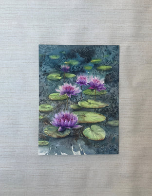 Original art for sale at UGallery.com | Swamp Blossoms by Fatemeh Kian | $475 | watercolor painting | 14' h x 10.5' w | photo 3