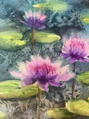 Original art for sale at UGallery.com | Swamp Blossoms by Fatemeh Kian | $475 | watercolor painting | 14' h x 10.5' w | photo 4