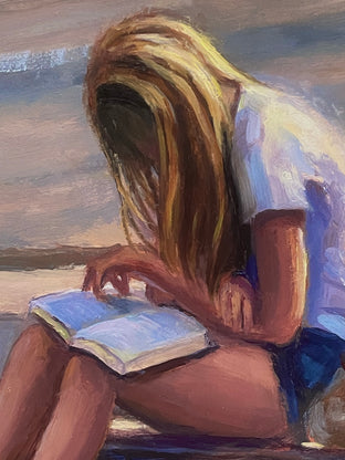 Original art for sale at UGallery.com | Young Girl Reading by Faye Vander Veer | $950 | oil painting | 12' h x 9' w | photo 4