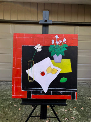 Original art for sale at UGallery.com | Cyclamen and Glass Vase by Feng Biddle | $1,500 | oil painting | 30' h x 30' w | photo 3