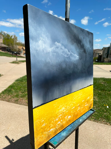 Rain Over Flowers by Fernando Garcia |  Side View of Artwork 