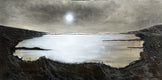 Original art for sale at UGallery.com | Moon Over the Lake by Fernando Garcia | $4,600 | mixed media artwork | 24' h x 48' w | thumbnail 1