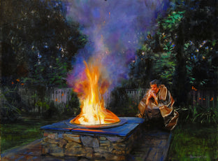 Original art for sale at UGallery.com | Fireside Vigil by Onelio Marrero | $1,025 | oil painting | 18' h x 24' w | photo 1