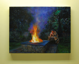 Original art for sale at UGallery.com | Fireside Vigil by Onelio Marrero | $1,025 | oil painting | 18' h x 24' w | photo 3