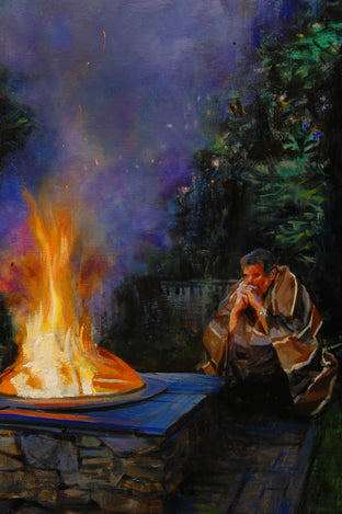 Original art for sale at UGallery.com | Fireside Vigil by Onelio Marrero | $1,025 | oil painting | 18' h x 24' w | photo 4