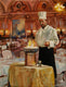 Original art for sale at UGallery.com | Flambé Chef by Onelio Marrero | $500 | oil painting | 12' h x 9' w | thumbnail 1