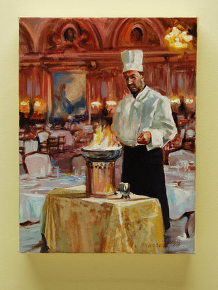 Flambé Chef by Onelio Marrero |  Side View of Artwork 