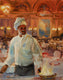 Original art for sale at UGallery.com | Flambé Sous Chef by Onelio Marrero | $450 | oil painting | 10' h x 8' w | thumbnail 1