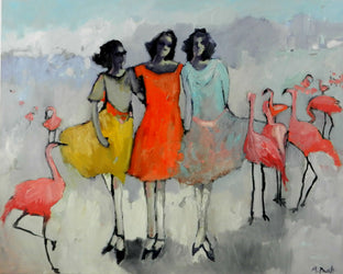 Original art for sale at UGallery.com | Flamingo Cha Cha by Mary Pratt | $5,100 | oil painting | 48' h x 60' w | photo 1