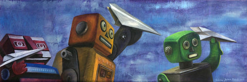 Original art for sale at UGallery.com | Roger That by Diane Flick | $1,300 | mixed media artwork | 8' h x 24' w | thumbnail 1