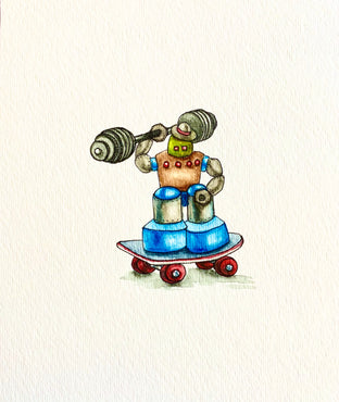 Original art for sale at UGallery.com | Scooter by Diane Flick | $175 | mixed media artwork | 5.87' h x 5' w | photo 1