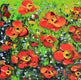 Original art for sale at UGallery.com | Never Ending Poppies by Lisa Elley | $400 | oil painting | 10' h x 10' w | thumbnail 1