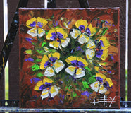 Original art for sale at UGallery.com | Dancing Pansies by Lisa Elley | $350 | oil painting | 12' h x 12' w | thumbnail 3