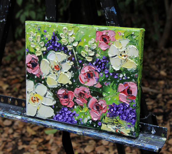 A Day in the Garden by Lisa Elley |  Side View of Artwork 