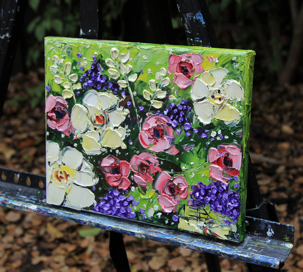 A Day in the Garden by Lisa Elley |  Side View of Artwork 