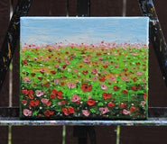 Original art for sale at UGallery.com | Poppy Field by Lisa Elley | $250 | oil painting | 8' h x 10' w | thumbnail 3