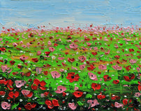 Original art for sale at UGallery.com | Poppy Field by Lisa Elley | $250 | oil painting | 8' h x 10' w | thumbnail 1