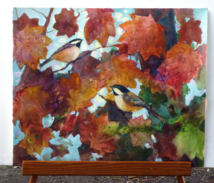 Original art for sale at UGallery.com | Fluttery Leaves by Melissa Gannon | $550 | mixed media artwork | 15' h x 18.25' w | photo 3