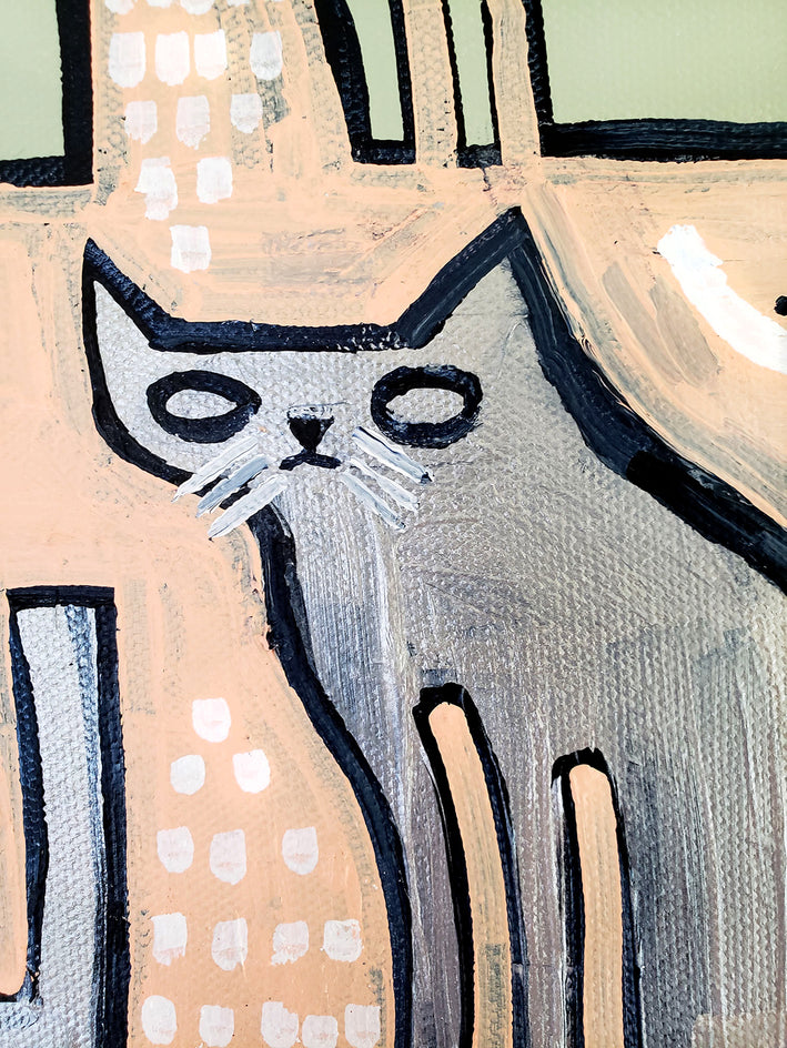 Cats on Coral by Jessica JH Roller |  Closeup View of Artwork 
