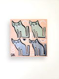 Original art for sale at UGallery.com | Cats on Coral by Jessica JH Roller | $300 | acrylic painting | 10' h x 10' w | thumbnail 3