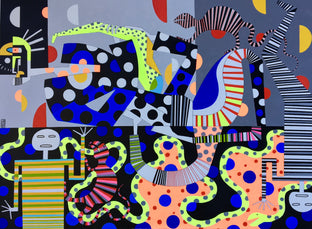 Original art for sale at UGallery.com | Chameleons and Dots by Frantisek Florian | $2,500 | acrylic painting | 39.37' h x 54' w | photo 1