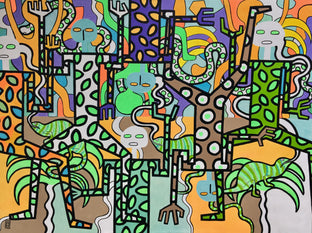 Original art for sale at UGallery.com | Chameleons in Jungle by Frantisek Florian | $3,050 | acrylic painting | 44.1' h x 59' w | photo 1