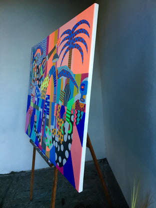 Original art for sale at UGallery.com | Playing Flute Under Palm Tree by Frantisek Florian | $2,800 | acrylic painting | 43.3' h x 57' w | photo 2