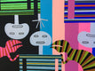 Original art for sale at UGallery.com | Striped Figures with Chameleons by Frantisek Florian | $1,800 | acrylic painting | 29.9' h x 45.2' w | thumbnail 4