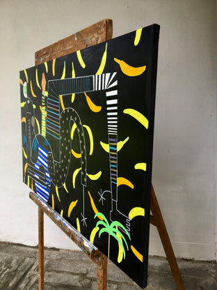 With Guitar Between Bananas by Frantisek Florian |  Side View of Artwork 