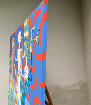 Original art for sale at UGallery.com | Figures in Banana Background by Frantisek Florian | $3,800 | mixed media artwork | 45.3' h x 59' w | photo 2