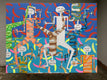 Original art for sale at UGallery.com | Figures in Banana Background by Frantisek Florian | $3,800 | mixed media artwork | 45.3' h x 59' w | thumbnail 3