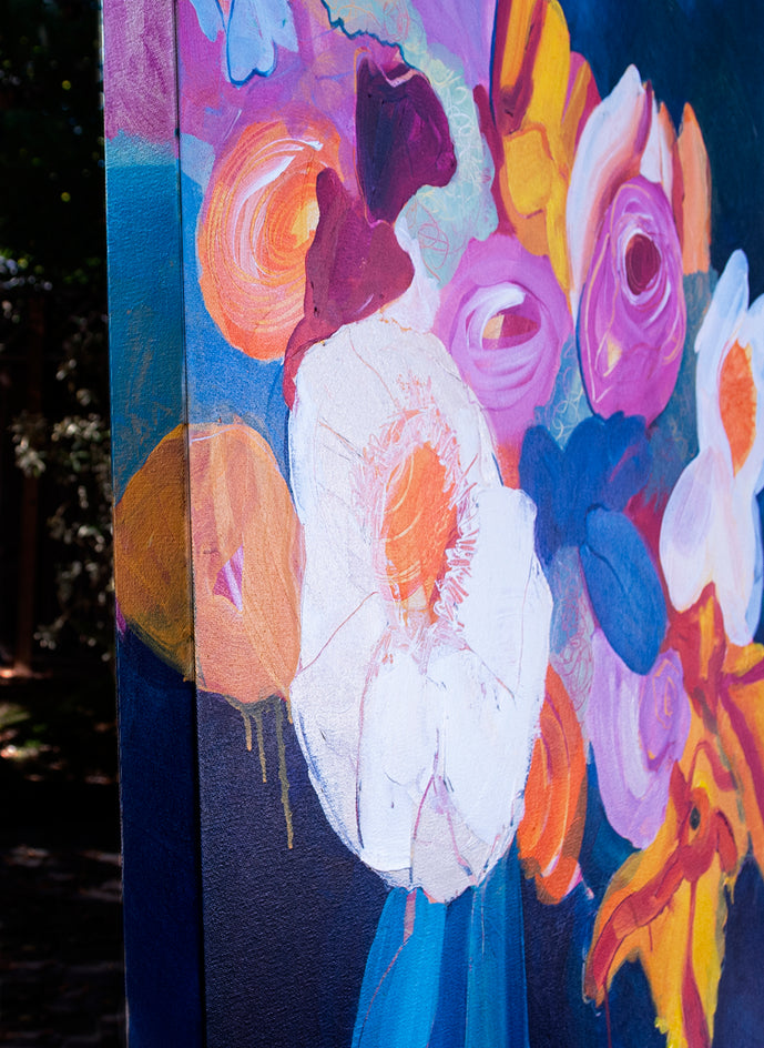 Free (Blue Ribbon) by Ruth-Anne Siegel |  Side View of Artwork 