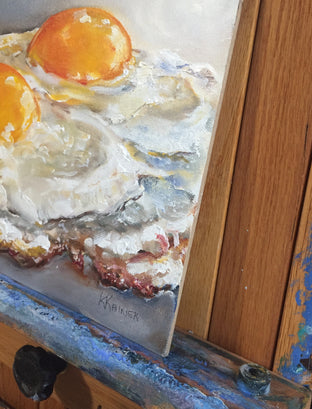 Fried Eggs by Kristine Kainer |  Side View of Artwork 