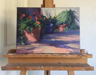 Original art for sale at UGallery.com | Garden's Corner by Claudia Verciani | $875 | oil painting | 12' h x 16' w | photo 3