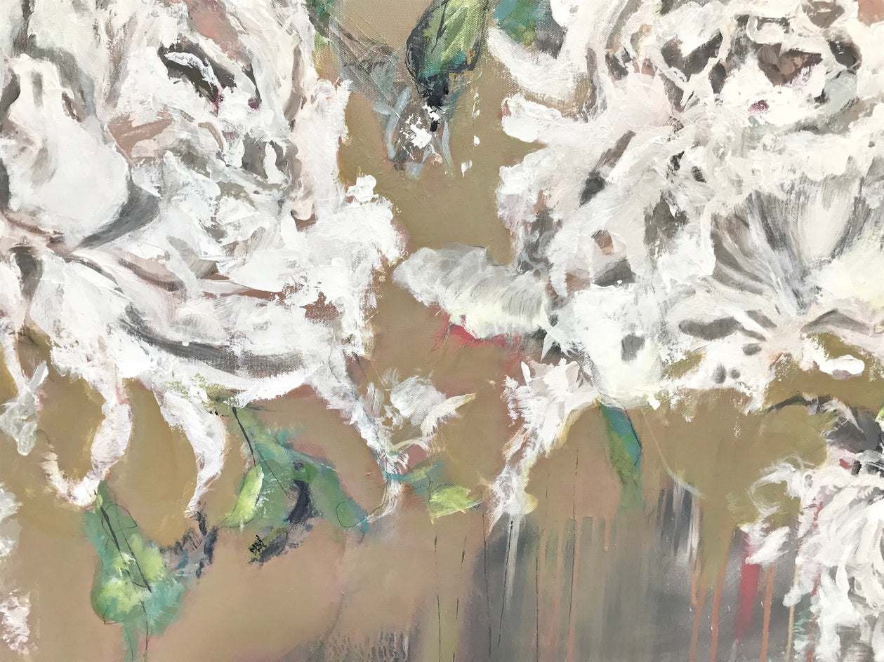 Peonies by DL Watson |  Closeup View of Artwork 