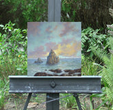 Original art for sale at UGallery.com | Sunset Sail by Gail Greene | $500 | oil painting | 16' h x 16' w | thumbnail 3