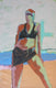 Original art for sale at UGallery.com | Beach Woman by Gail Ragains | $1,050 | acrylic painting | 55' h x 36' w | thumbnail 1