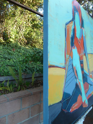 Original art for sale at UGallery.com | Triangle Pose by Gail Ragains | $3,750 | acrylic painting | 40' h x 40' w | photo 2