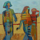 Original art for sale at UGallery.com | Walking Trio by Gail Ragains | $4,100 | acrylic painting | 48' h x 48' w | thumbnail 1