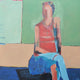 Original art for sale at UGallery.com | Woman Sitting by Gail Ragains | $3,975 | acrylic painting | 46' h x 46' w | thumbnail 1