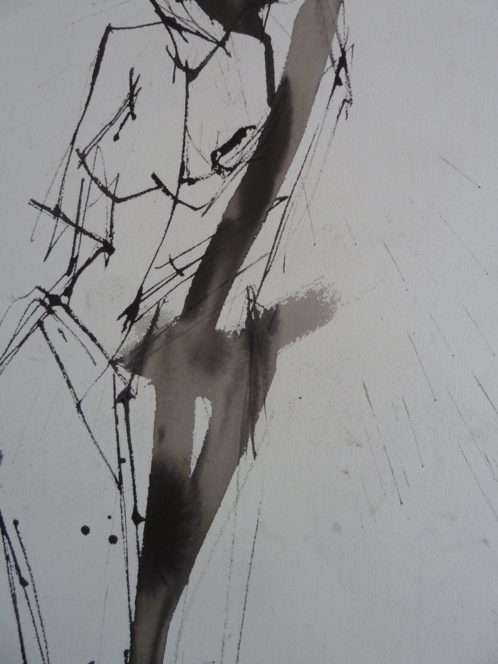 Gestural Ink Drawing #57 by Gail Ragains |  Closeup View of Artwork 
