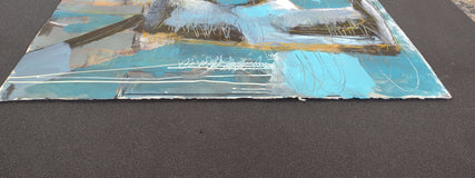 Original art for sale at UGallery.com | Figure in Blue by Gail Ragains | $650 | mixed media artwork | 30' h x 22' w | thumbnail 2