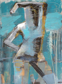mixed media artwork by Gail Ragains titled Figure in Blue