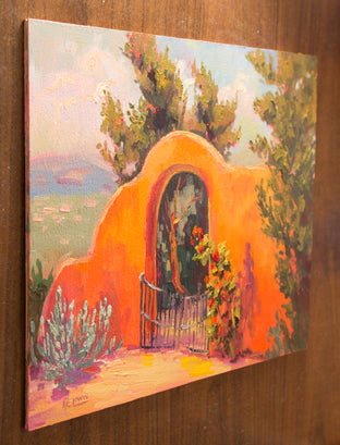Garden Wall With Roses by Karen E Lewis |  Side View of Artwork 