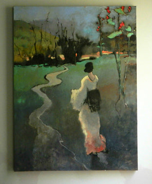 Original art for sale at UGallery.com | Geisha Stroll by Mary Pratt | $2,175 | oil painting | 48' h x 36' w | photo 3