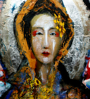 Geisha with Decorated Wall by Scott Dykema |  Side View of Artwork 