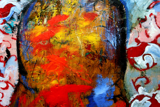 Geisha with Decorated Wall by Scott Dykema |  Closeup View of Artwork 