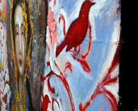 Original art for sale at UGallery.com | Geisha with Decorated Wall by Scott Dykema | $4,550 | mixed media artwork | 60' h x 48' w | thumbnail 3